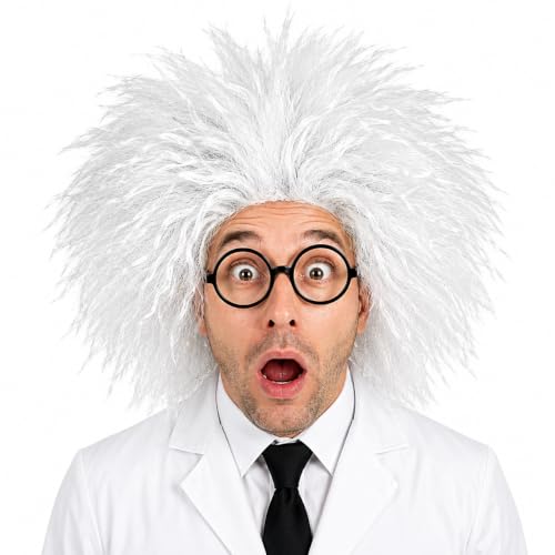 Skeleteen Mad Scientist Costume Wig - Crazy White Wigs for Costumes - 1 Piece