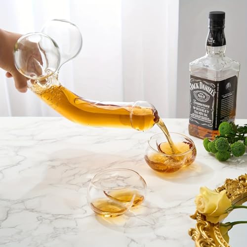 Funny Glass Decanter Set, Wine Decanter Set,Unique Whiskey Decanter,25oz Decanter for Liquor, Cocktails (600ML Majestic Model)