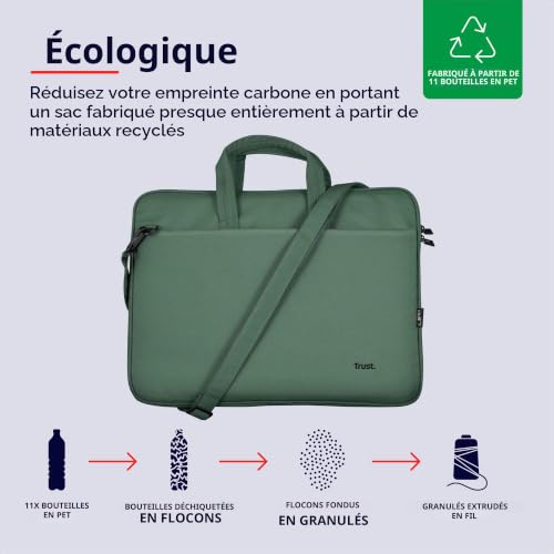 Trust Bologna Sac Mince pour Ordinateur Portable 16 Pouces, Vert