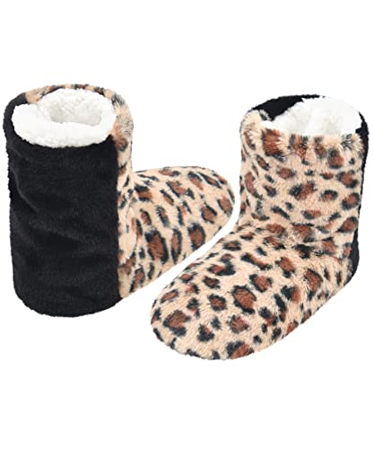Image of DICUIRD Womens Thick & Warm Slipper Socks with Grippers - Christmas House Slippers