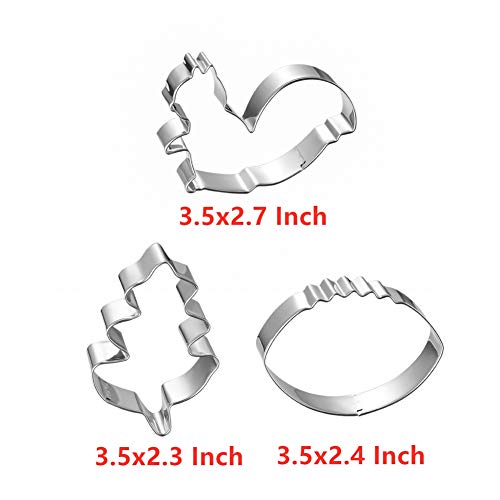 Fall Thanksgiving Cookie Cutters Set - 8 Pieces - Pumpkin, Football,Turkey, Maple Leaf, Oak Leaf,Squirrel,Candy Corn And Acorn- Stainless Steel #TOP2