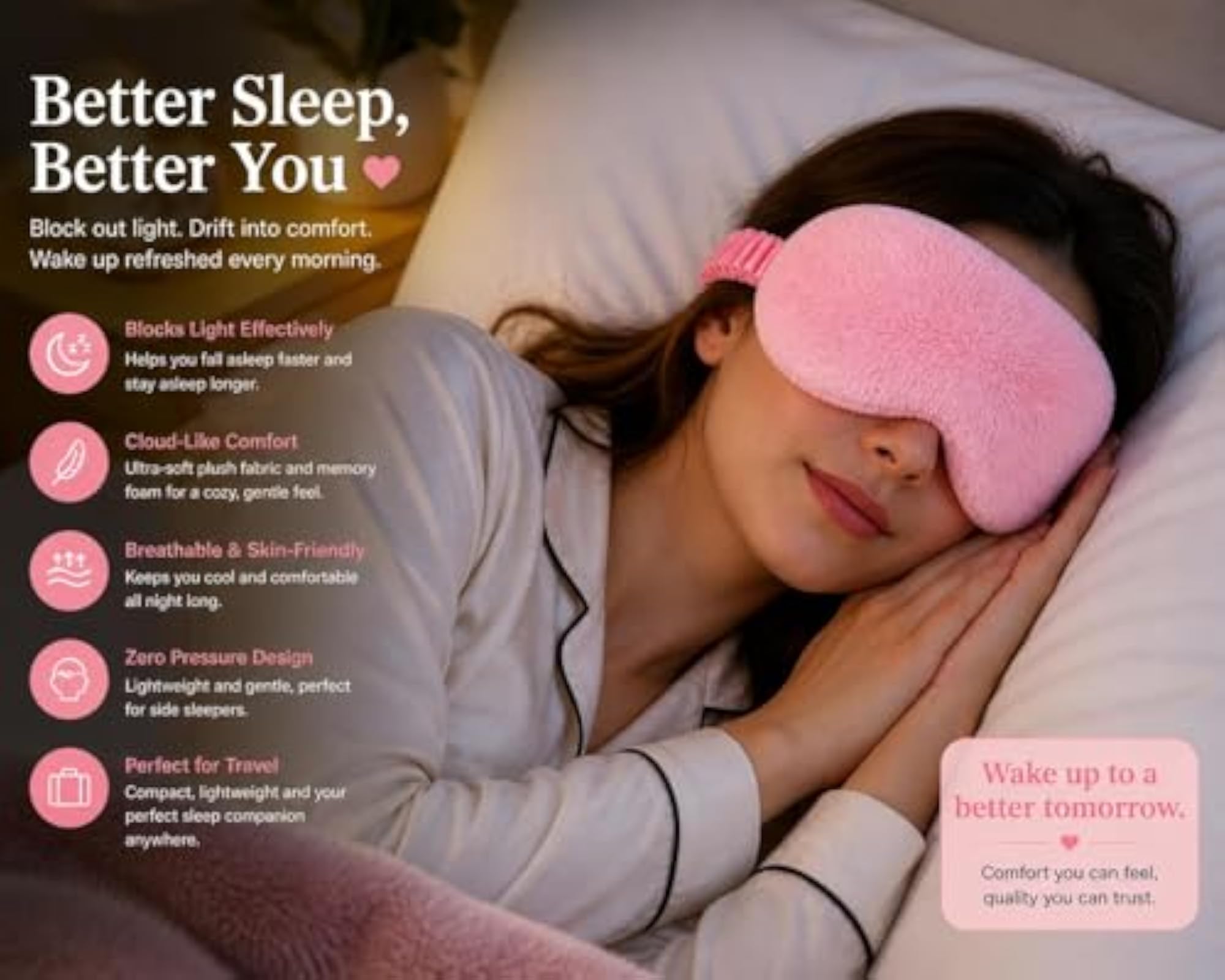Premium Mulberry Silk Faux Fur Eye Mask for Sleeping