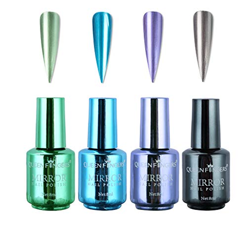 4 PCS Nail Polish Set For Girls, Plating Metallic Nail Polish Set Magic Semi-Mirror Effect Nail Lacquer (A)