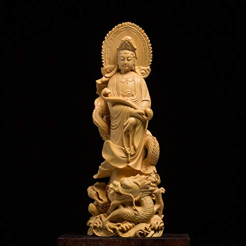 Figurines statue dragon Guanyin bois pour créer un coin zen dans le salon