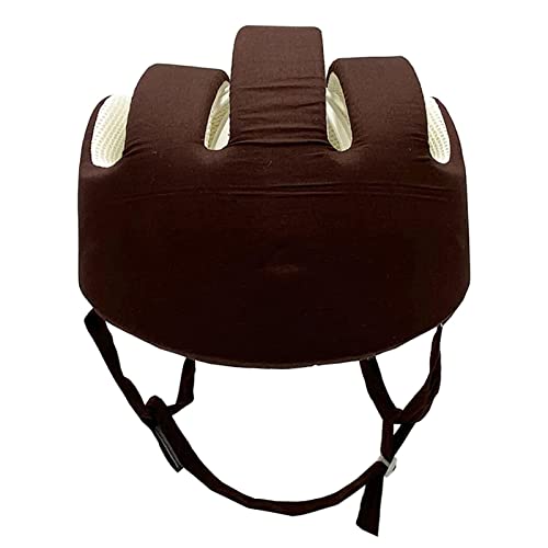 CUSMA Protection De La Tête Anti-Chute pour Les Personnes Âgées, Capuchon De Protection Réglable Protection De La Tête Casque De Sécurité en Éponge Respirante,café