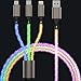 Light Up Charging Cable 66W USB C 3 in 1 Charger Cable RGB LED Light Up Glowing Light Up Charging Cable iPhone Cord 4 FT Multi Cable with Light for iPhone 16/15/14/13/12Series/iPad Pro/Samsung/Pixel