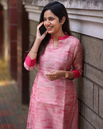 Image of Sun Fashion And Lifestyle Women's Chanderi Calf Length Straight Stitched Printed Kurti for Women