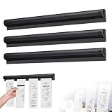 3 Stück Bonleiste Gastronomie, 30cm Bonhalter Bonschiene Selbstklebend Zettelhalter aus Aluminium Bon Klemmleiste für Wand Küche Büro Cafés Bar Bestellung Ticket Schwarz