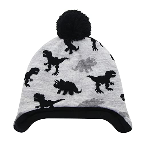 Duoyeree Kids Beanie Hat For Boys Girls Pom-Pom Kint Hats Cozy Lining Winter Skull Cap White Grey #TOP1