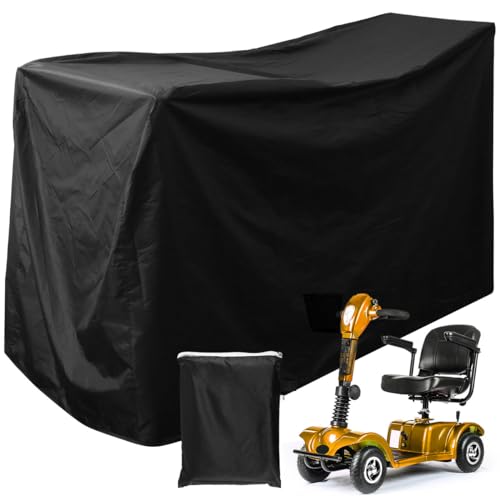 Mobility Scooter Cover, 140x66x91cm 190D Oxford Heavy Duty Waterproof Outdoor Wheelchair Storage Cover with Storage Bag, Anti-UV Motorbike Protect Cover for Most Mobility Scooter