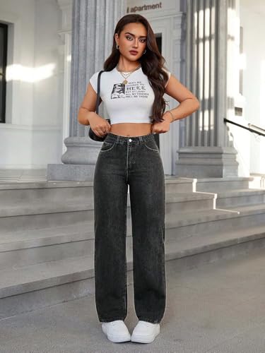 Image of KOTTY Women's High Waist Straight Fit Denim Jeans | Stretchable| Wide Leg & Regular Fit Stylish Wear