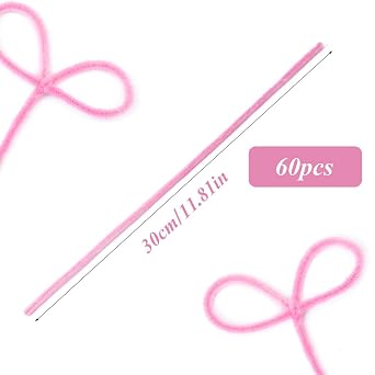 60 Pieces Red Pipe Cleaners,60 Pieces Pink Pipe Cleaners,Christmas Craft Pipe Cleaners,Pipe Cleaners Chenille Stem