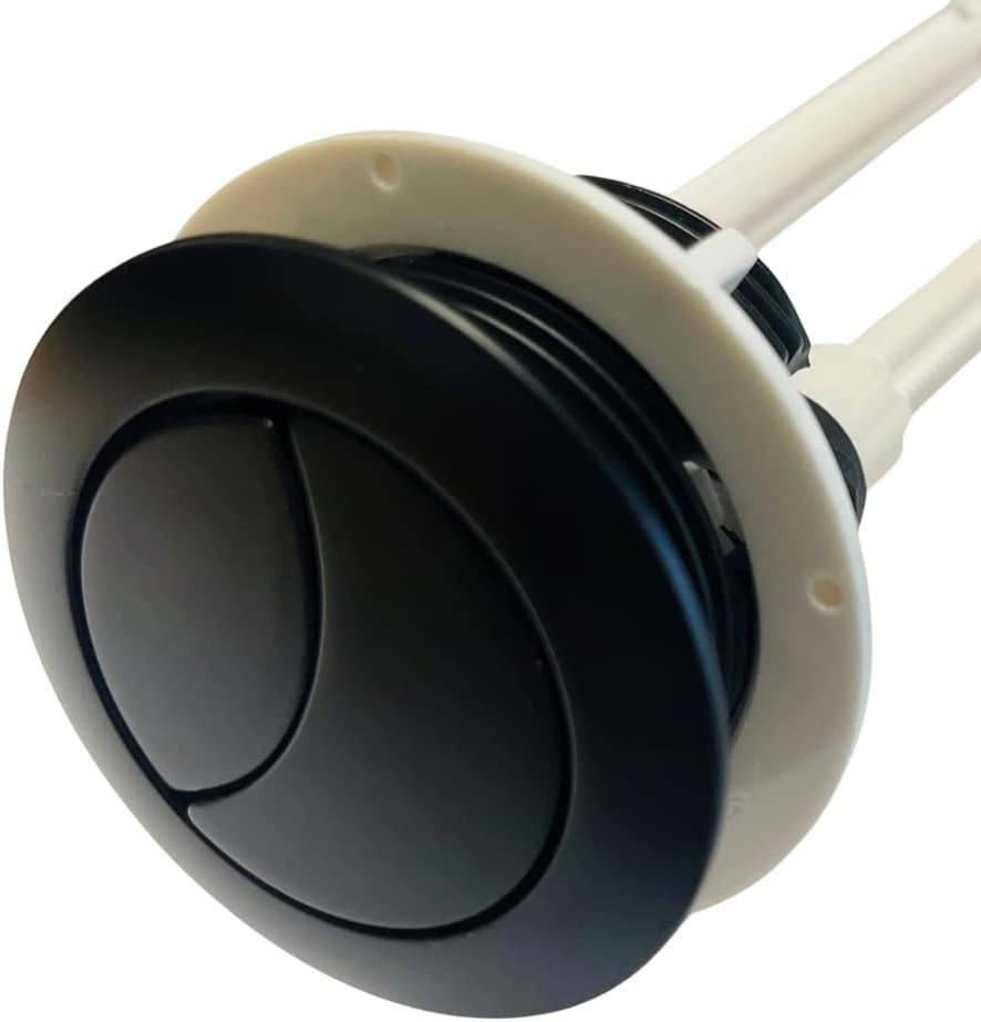 Dual Flush Toilet Tank Black Colour 38mm/48mm Button Round Shape Close