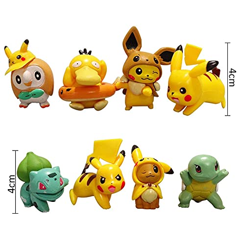 TRRY Pokémon Mini-figuren, 8-delige set voor verjaardagsfeestjes, cupcake, Pikachu, figuren, taartdecoratie voor… - Image 4