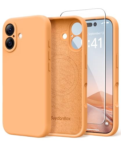Image of Magnetic for iPhone 17 Case, Compatible with MagSafe, [Full Camera Protection][Screen Protector] Silicone Shockproof Protective Phone Case for iPhone 17 6.3 inch, Cantaloupe