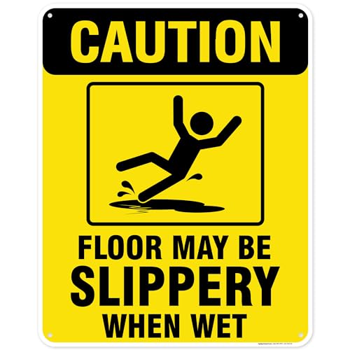 Caution Slippery When Wet Sign, 24"x30" Polyethylene, Indoor/Outdoor Use,