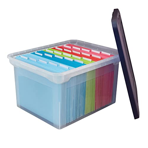 Office Depot Stackable File Tote Box, Letter/Legal Size, 10 13/16In.h X 14 1/8In.w X 18In.d, Blue/Clear, 170007 #TOP3