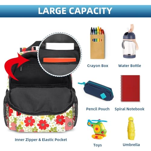Sac à dos coquelicots léger fin des sacs lourds avec gourde