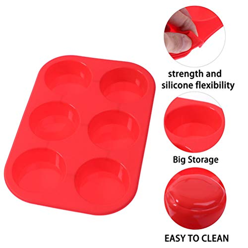 Eshylala Muffin Pans and Cupcake Maker Silicone Cake Molds with Spoon and Scraper Jumbo Cupcake Pans Silicon Bakeware Cupcake Maker Tray 6 Cup DIY Hand Soap Mold Circular Baking Mold - Thumbnail 2