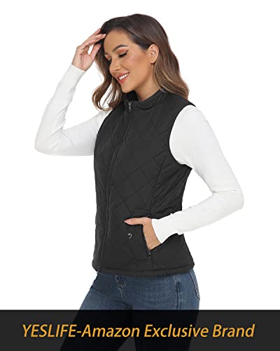 YESLIFE 2024 Women's Outwear Quilted Vest With One Inside Pocket - Stand Collar Lightweight Padded Gilet for Women4