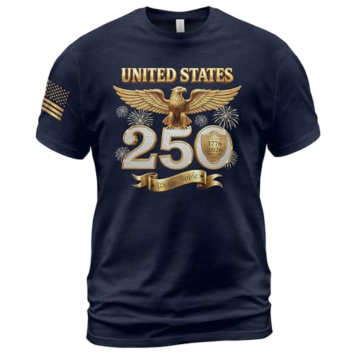 GritSon 250 Anniversary USA Shirt We The People Tshirt 1776-2026 250th Anniversary Shirt 4 (Navy-M)