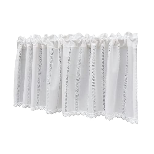 Cortinas transparentes tipo cenefa con bordado floral clásico para el hogar 2