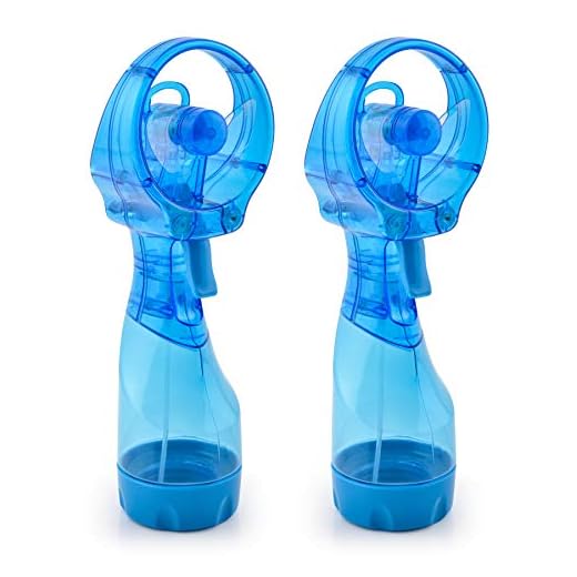 O2COOL Deluxe Handheld Battery Powered Water Misting Fan (Light Blue) 2 Pack