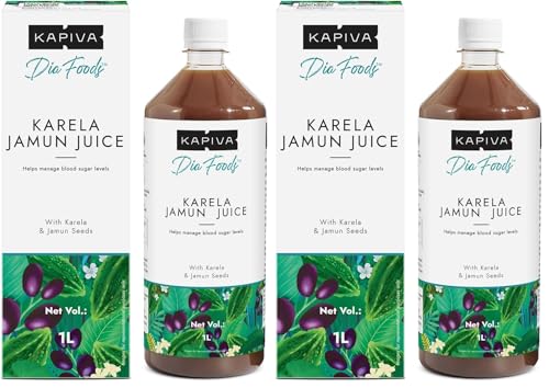 Image of Kapiva Karela Jamun Juice | Helps Control Blood Sugar Level and Lower Bad Cholesterol | Diabetic Care (1L) (Pack of 2)