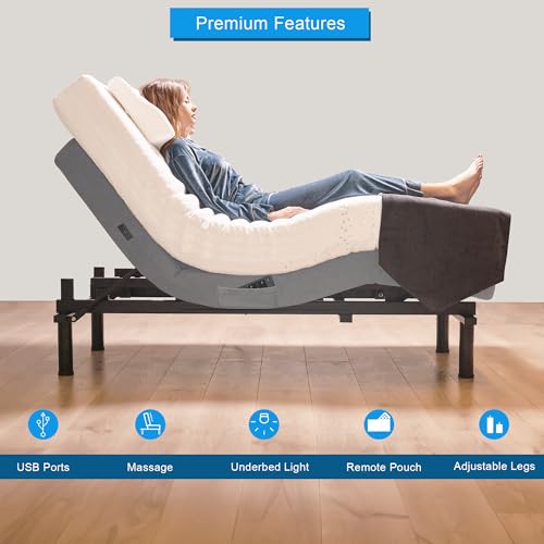 Image of Irvine Home Collection Full Adjustable Bed Base | Full Body Massage | USB Ports | Zero Gravity | Anti-Snore | Memory Positions | Under Bed Lighting | Wireless Remote | Zero Clearance
