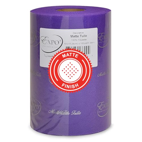 Image of Expo International Decorative Matte Tulle Spool of 6 inch X 100 yards | Purple