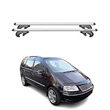  Menabo Dachträger Grundtäger kompatibel mit VW Sharan 7M1A 2000-2004 FL Aluminium 90kg Silber 2tlg Offene Reling für Fahrradträger, Dachboxen, Skiträger Abschließbar