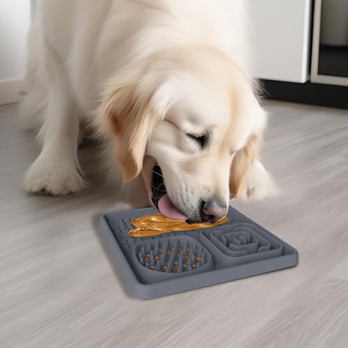 Schleckmatte für Hunde & Katze Premium Leckmatte Hund mit Silikonspatel Haustier Futtermatten für Joghurt, Butter, Welpen Slow Feeder Interaktives Spielzeug, BPA-frei Silikon (Hellgrün)