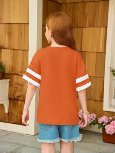 Image of Girls Oversized T Shirts Kids Summer Striped Short Sleeve Tops Casual Crewneck Tees 5-14 Years
