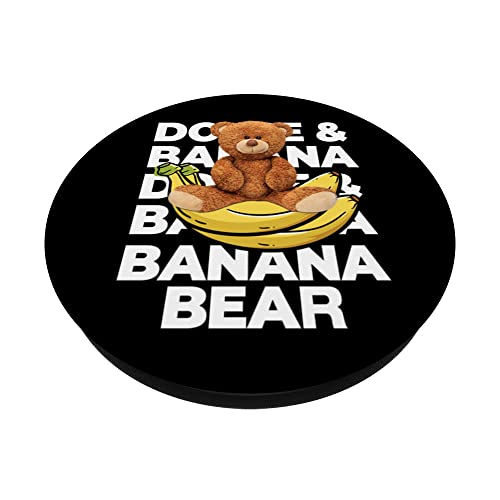 Cool Teddy Bear Banana Style, Banana Bear Graphic Design PopSockets Swappable PopGrip, Black - Image 2