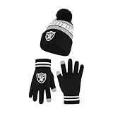 Ultra Game NFL Official Adults Unisex Super Soft Winter Beanie Knit Hat with Extra Warm Touch Screen Gloves, Las Vegas Raiders, Team Color 1, 1SIZE