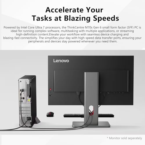 Image of Lenovo ThinkCentre M70s SFF Business AI Desktop, Intel Core Ultra 7 265, 16GB DDR5, 512GB SSD, HDMI, DP, Wi-Fi 6, Support 3-Monitor 4K, Wired KB & Mouse, Win 11 Pro, Bundle Adata 64GB Flash Drive