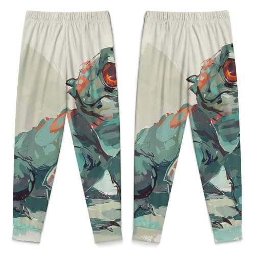 Cartoon Monitor LizardChildren's Pajama Set Round Neck Long Sleeve Top + Pants Two-piece Set130CM4