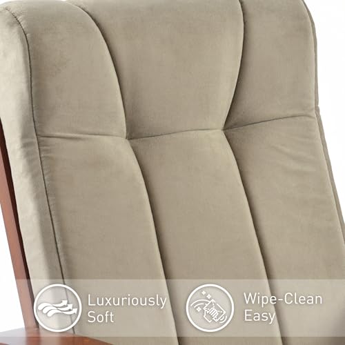 Image of Nursery Glider Rocker with Ottoman | Solid Hardwood Base, Smooth Quiet Motion for Adults, Easy Assembly, Light brown(Light brown)