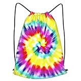 Colorful Tie Dye Drawstring Backpack for Women Men Girls Kids Sports Swim String Bags Bulk Gym...