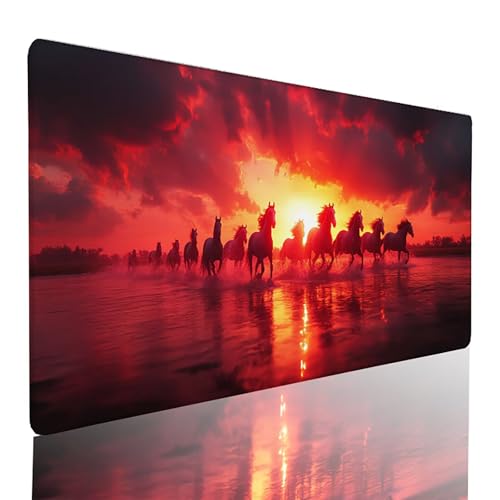 Tapis de souris gaming XXL rouge 70x40 cm avec bords cousus pour bureau
