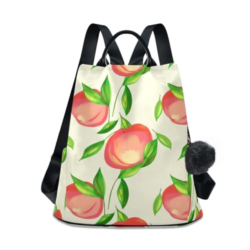 Sac à dos pour femme imperméable et antivol beige au motif pêche avec rangement optimisé