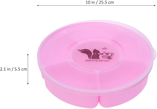 Miniatura 3 de Bandeja creativa de plástico dividida para servir aperitivos con tapa, 6 compartimentos para nueces, dulces, aperitivos y más, forma redonda, apta