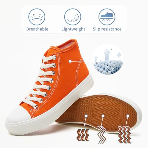 Image of Uoidru High Top Sneakers for Women Canvas Shoes White Canvas High Tops Women Casual Shoes Lace Up Fashion Sneakers