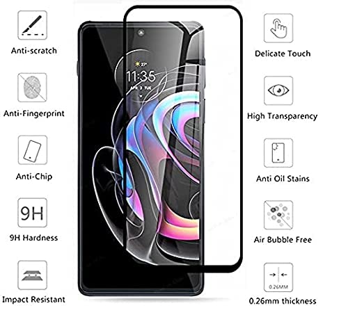 Image of Screen Protector for Motorola Moto Edge 20 Pro (Black) Tempered Glass Edge-to-Edge 6D Screen Guard With Installation Kit