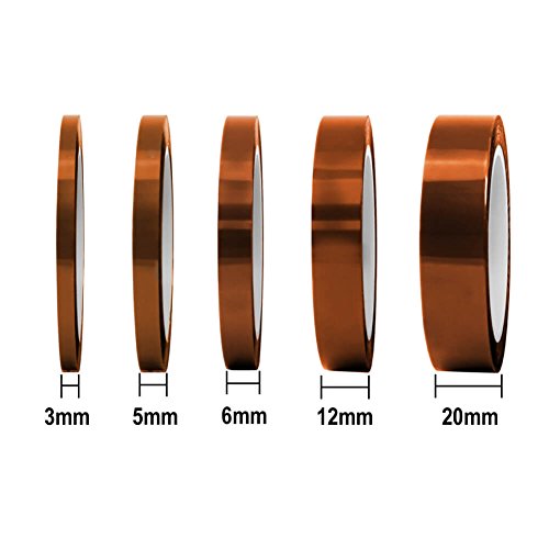 Selizo High Temp Tape, 5 Pack Multi – Sized 1/8”, 15/64”, 15/64”, 15/32”, 5/64”, Heat Resistance Up To 280℃ (536℉) #TOP2
