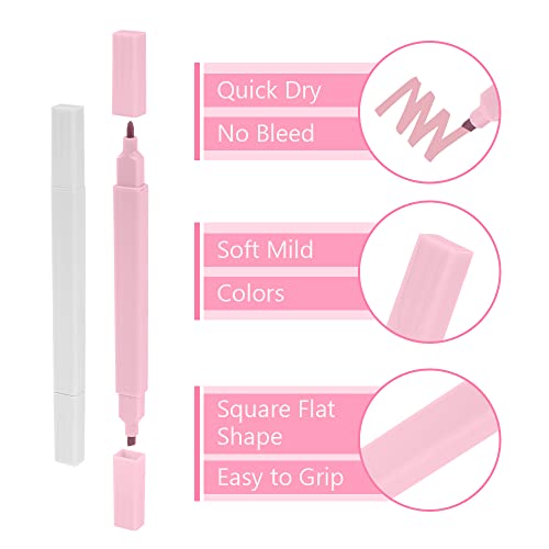 Vicloon Textmarker Set, 6 Farben Marker Highlighter, Doppelkopf 2-in-1, Pastell Farben, für Markerstifte,Tagebuchplaner, Schulen, Büros, Studenten