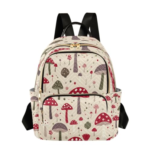 Mini sac à dos champignons rouge et vert pour le quotidien taille M