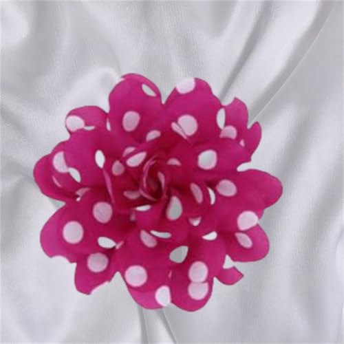 Image of Flower Hair Clip and Brooch Pin Double Color Spot Flower Broochs Lapel Pins Dainty Elegant Camellia Brooch Pin Handmade Petals DIY Clothing Shoes Hats Accessories Wedding Party Dance Banquet Dress Suit Ceremony Jewelry Accessories for Women (Rose Red)