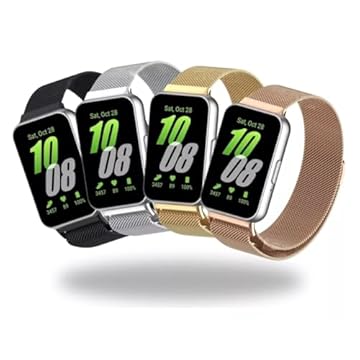 Kit 4 Pulseiras Aço Metal Milanese Compatível com Samsung Galaxy Fit3 (Preto/Dourado/Prata/Rosê)