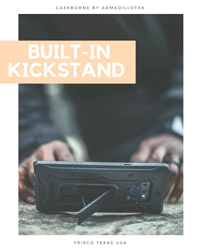 Armadillotek Vanguard Designed For Samsung Galaxy Note 9 Case (2018 Release) Military Grade Full-Body Rugged With Built-In Screen Protector & Kickstand (Black) #TOP2